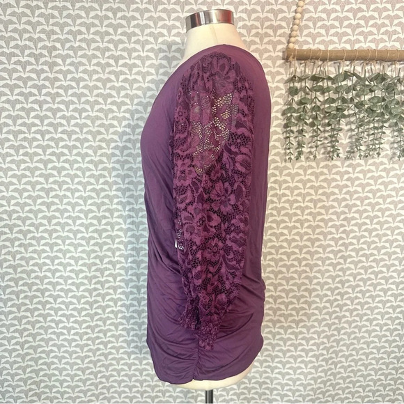 Torrid Lace Sleeve Tunic V-Neck Ruched Front Long Top Plus Size 1 1X 14 16 NWT - Picture 12 of 16